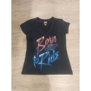 Harley Davidson Womens Black Tee T-shirt Top Rapid City  South Dakota  Size M